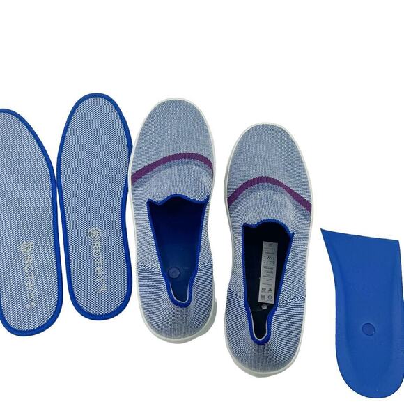 Rothy's The Original Stripe Slip On Sneaker Shoes Comfortable Blue Size W11 NWOT - Picture 4 of 11